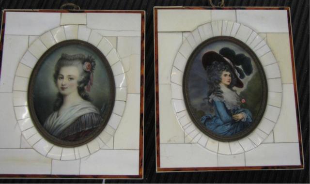 Appraisal: Pair of Ivory Framed Miniature Portraits one depicting Madam Elizabeth