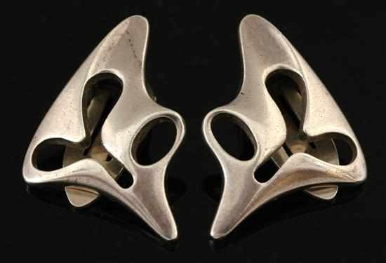 Appraisal: A pair of earrings by Georg Jensen Designed by Henning