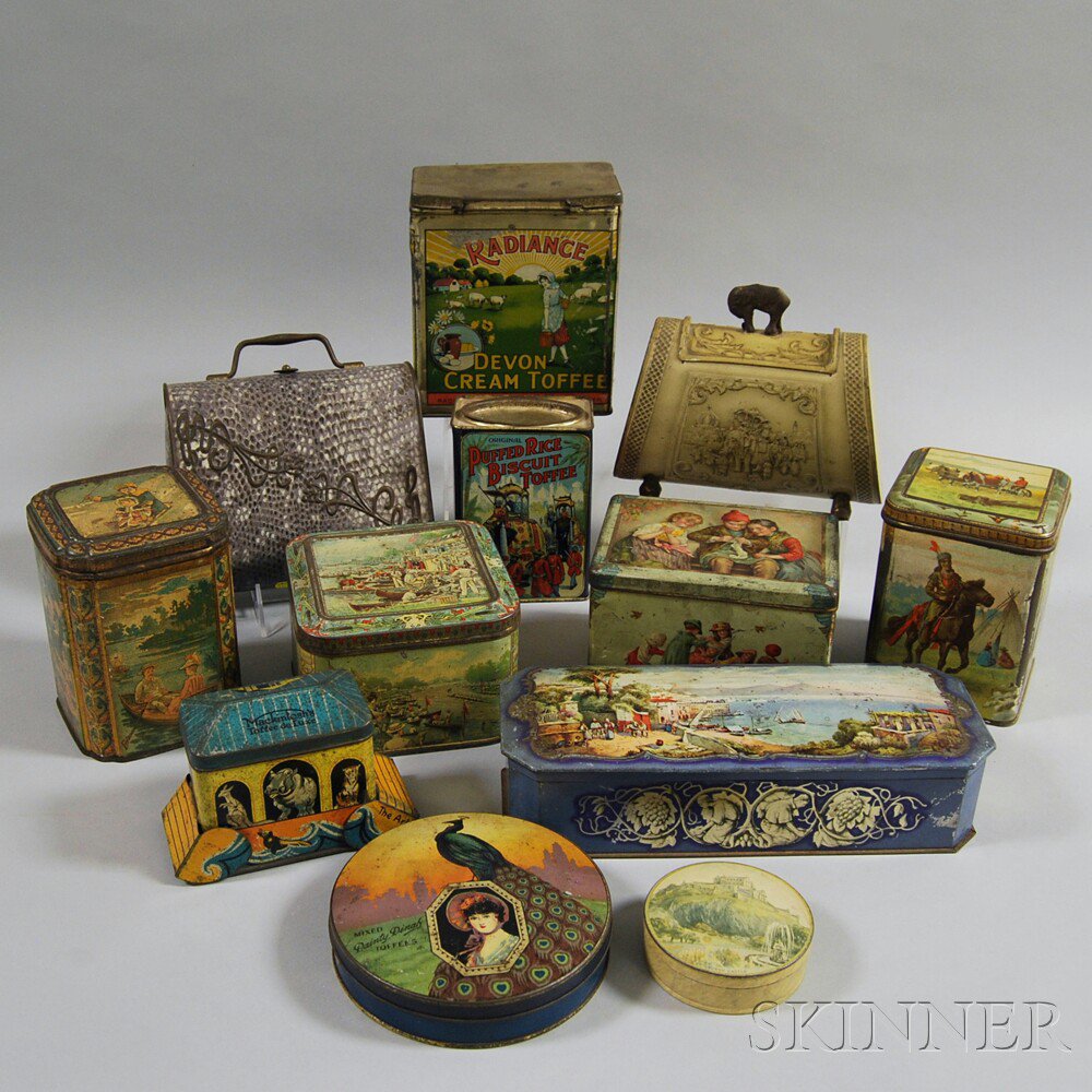 Appraisal: Twelve Advertising Tins including a Huntley Palmers tin with molded