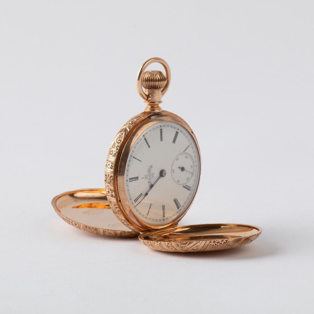 Appraisal: K ELGIN HUNTING POCKETWATCH K yellow gold Elgin pocket watch