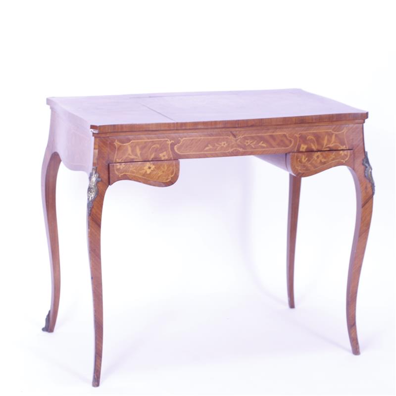 Appraisal: Italian Louis XV style ormolu mounted inlaid marquetry writing desk