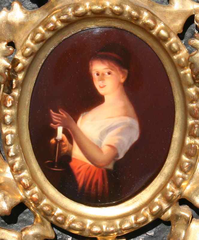 Appraisal: KPM QUALITY MINIATURE ON PORCELAIN OF A YOUNG MAIDEN HOLDING