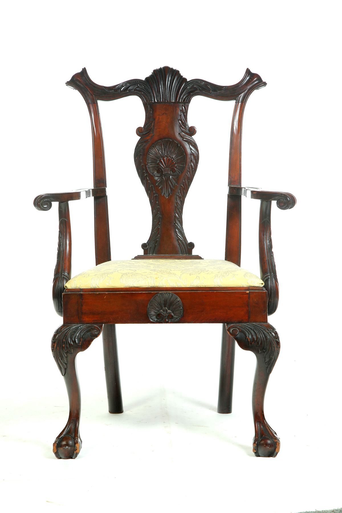 Appraisal: THREE CARVED CHIPPENDALE-STYLE CHAIRS Centennial-era mahogany Two side chairs with