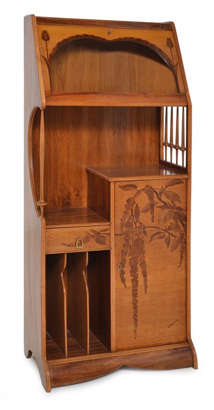 Appraisal: LOUIS MAJORELLE - A MARQUETRY INLAID BUREAU WITH WISTERIA DESIGN