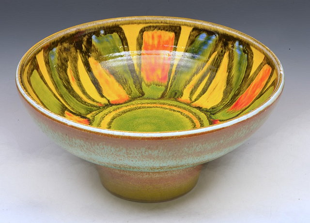 Appraisal: A 'S POOLE POLYCHROME PEDESTAL BOWL cm