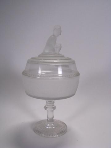 Appraisal: Westward Ho pattern glass lidded compote '' high round