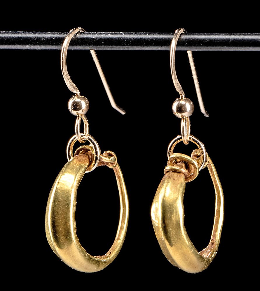 Appraisal: Wearable Roman K Gold Hoop Earrings - g Roman Imperial