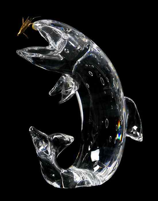 Appraisal: A Steuben Glass Sculpture Trout and Fly designed by James