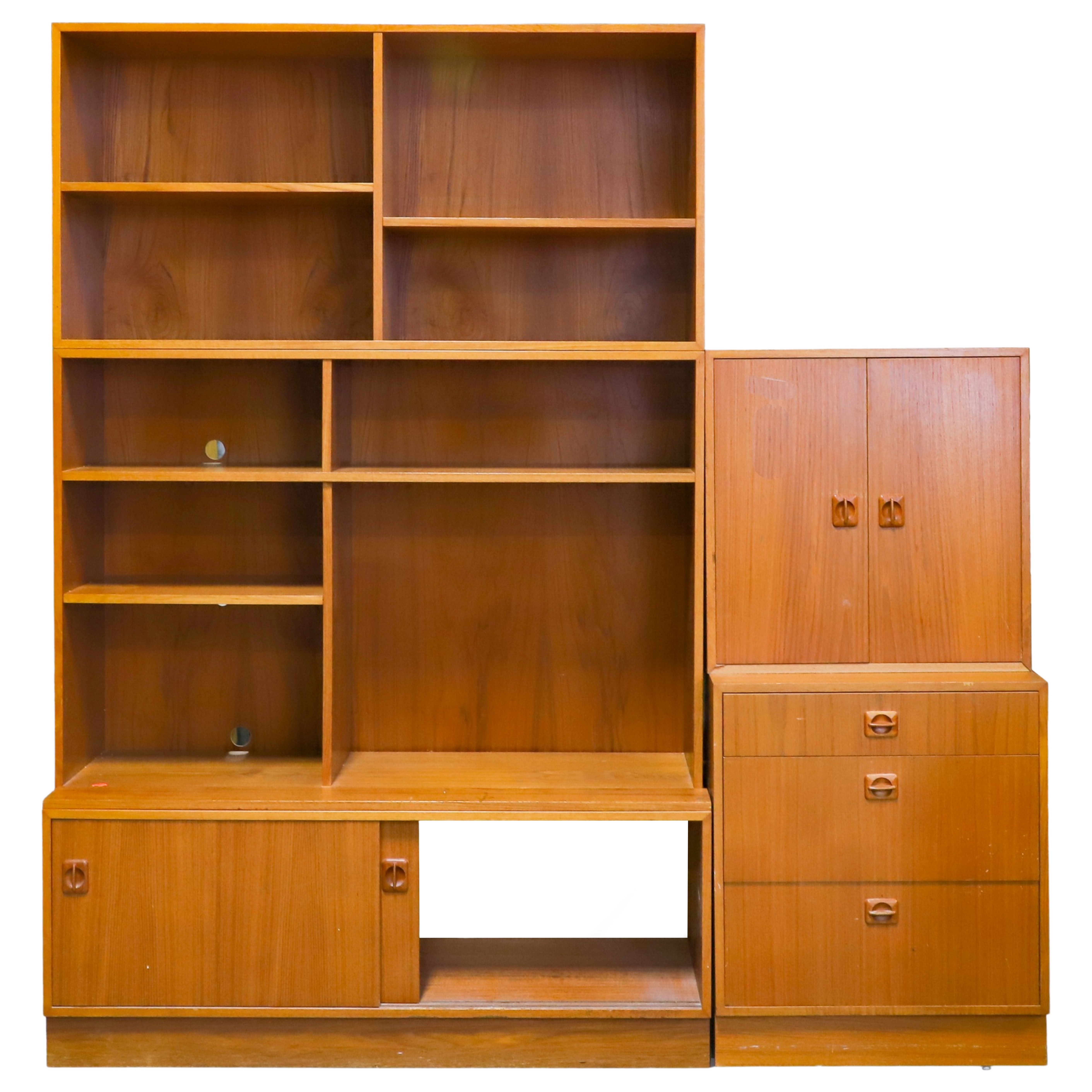 Appraisal: Danish Modern Modular wall unit sections with open shelves drawers