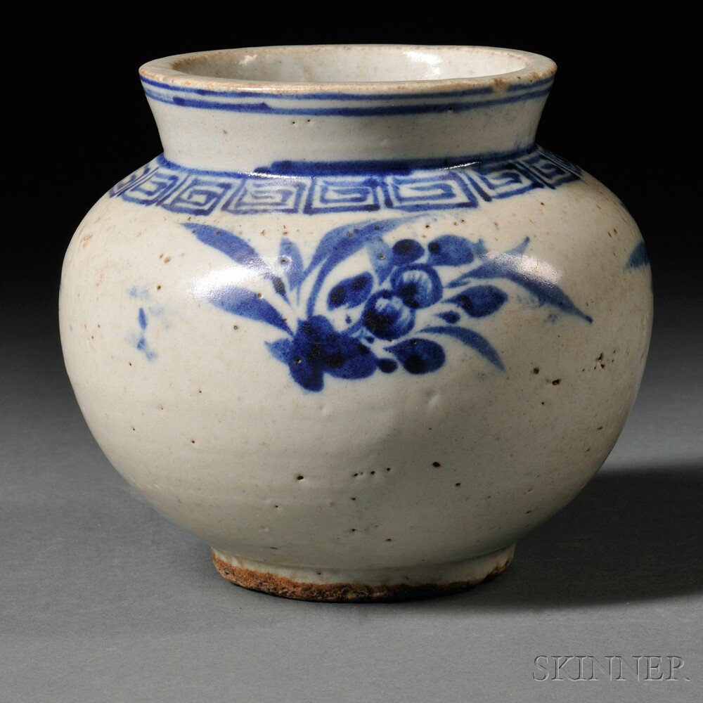 Appraisal: Small Blue and White Jar Korea th th century thickly