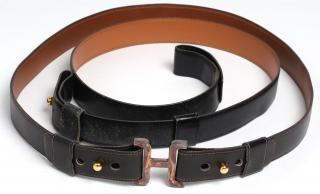 Appraisal: Hermes Leather Belts Brown and black one with buckle both