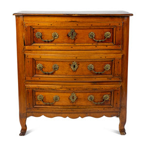 Appraisal: A French Provincial Fruitwood Small Commode Mid th Century Height