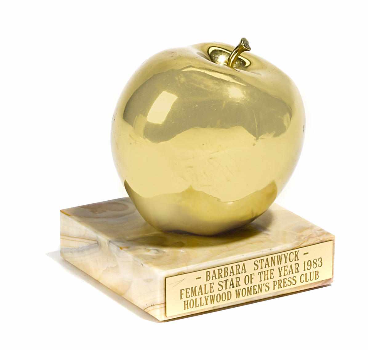 Appraisal: Hollywood Memorabilia s- s A Barbara Stanwyck ''Golden Apple'' award