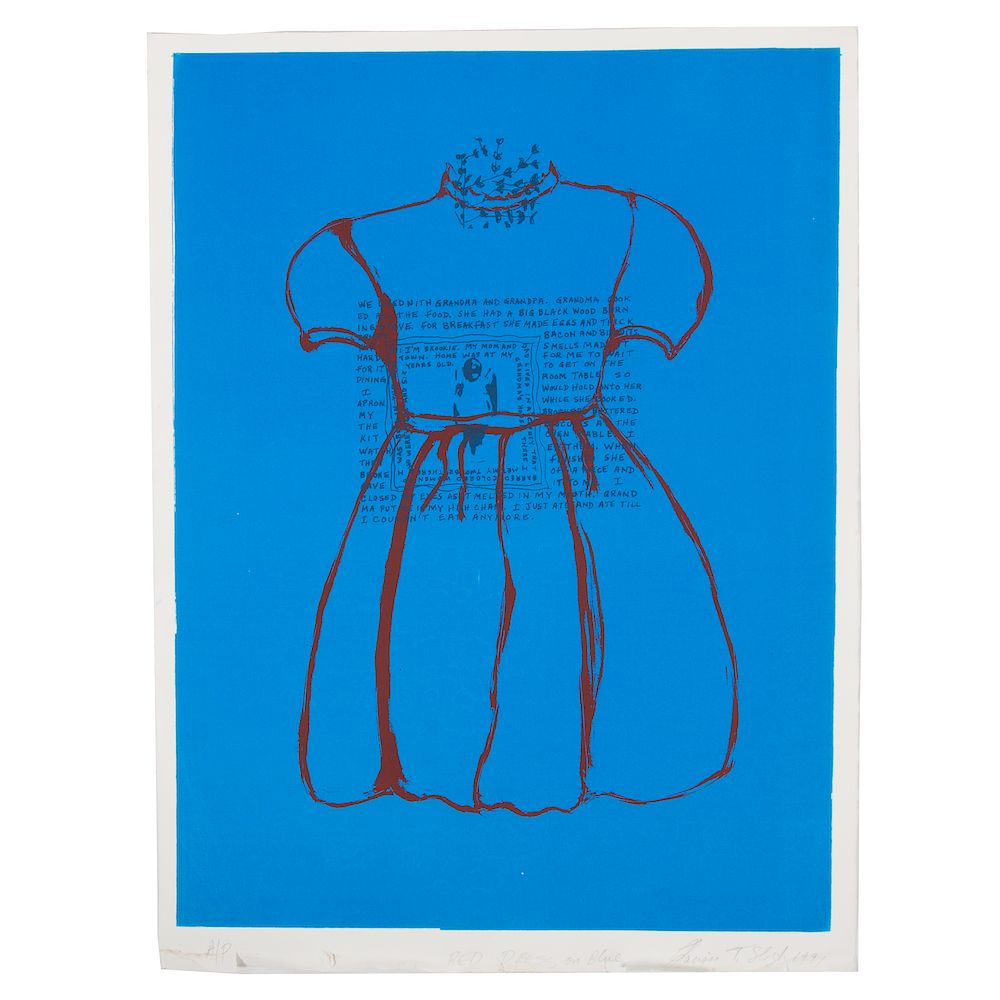 Appraisal: Clarissa Sligh Red Dress on Blue serigraph American b AP