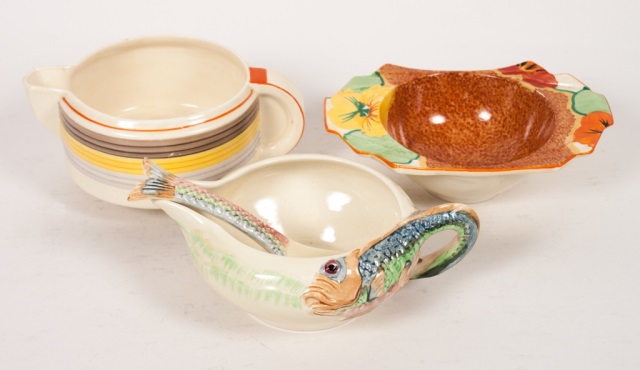 Appraisal: Three Clarice Cliff table items second quarter- th century Nastutium