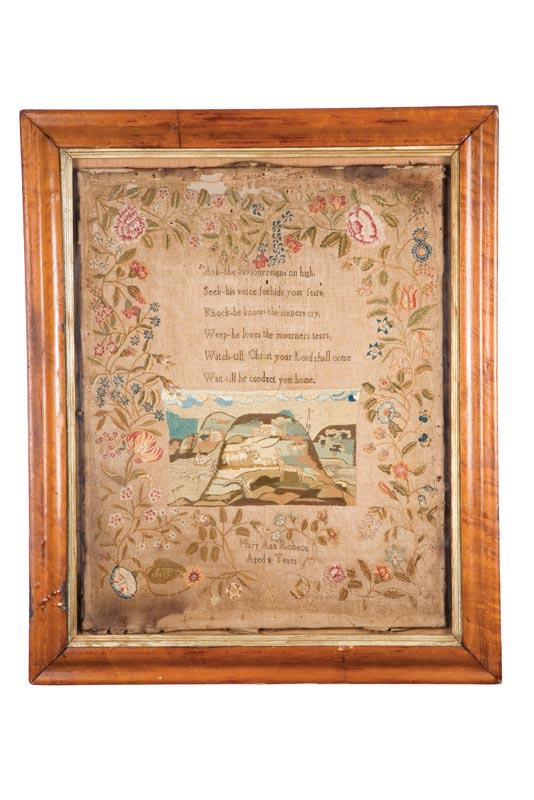 Appraisal: LARGE ENGLISH SAMPLER Mary Ann Robson early th century silk