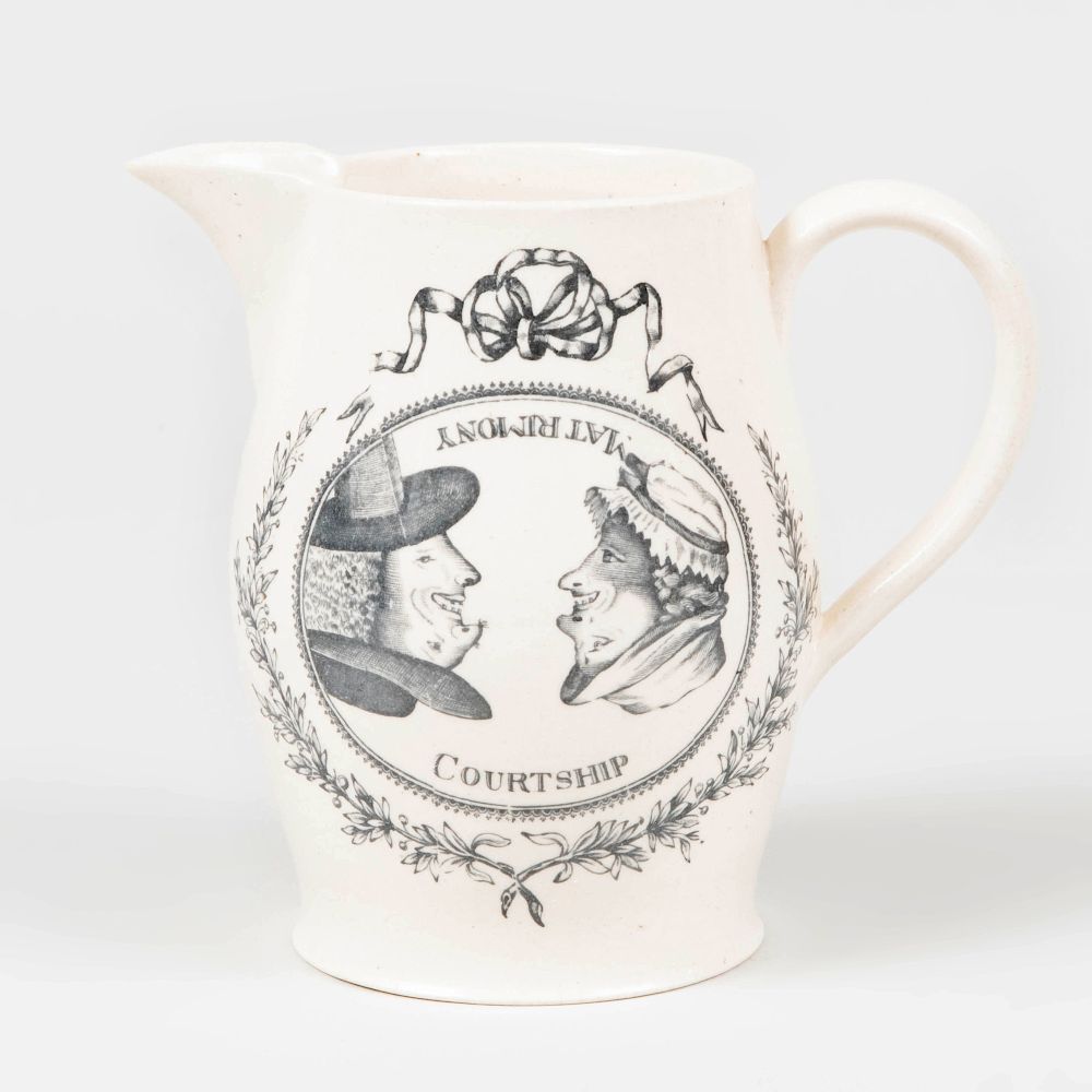 Appraisal: Staffordshire Transfer Creamware 'Matrimony' and 'Courtship' Jug in high Condition