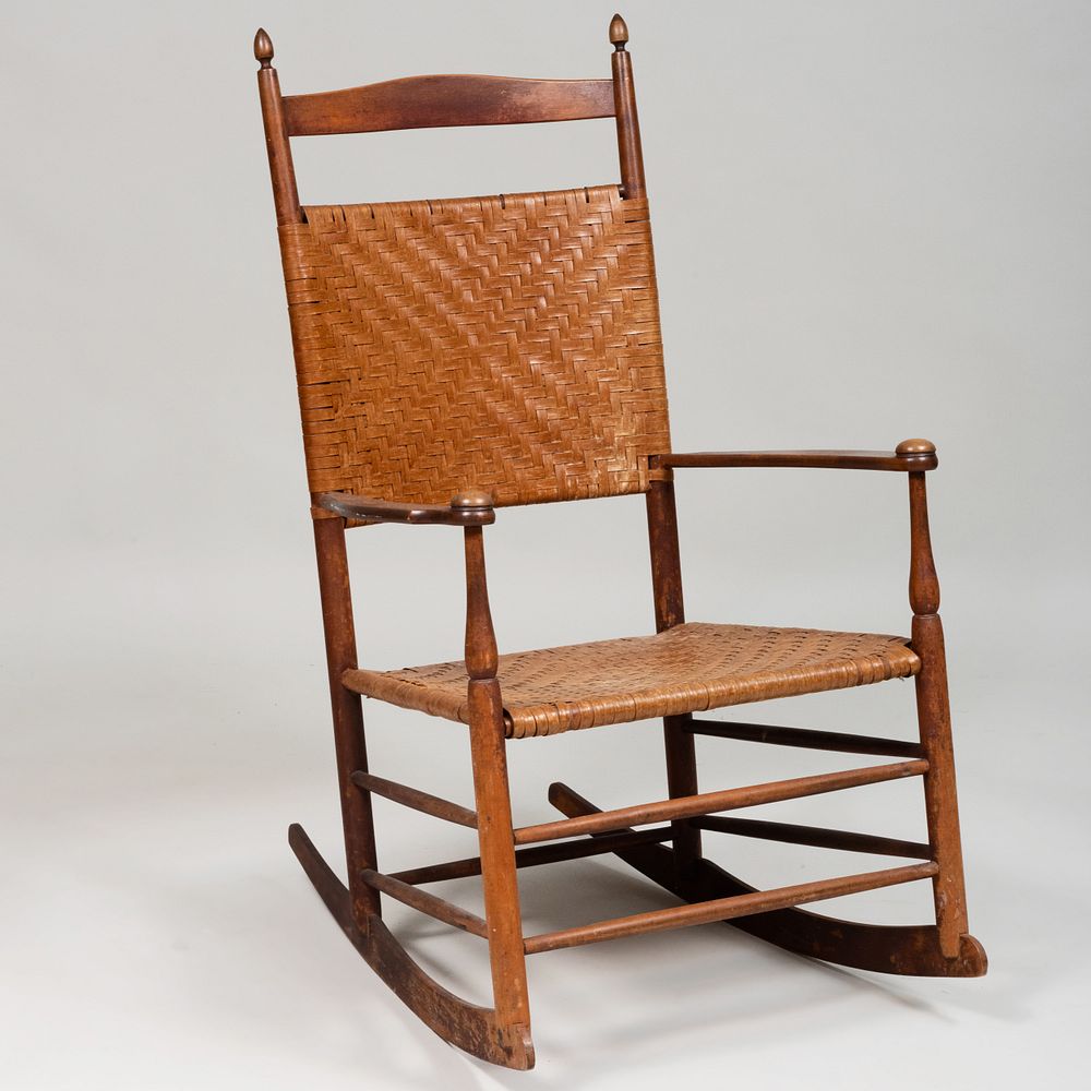 Appraisal: Shaker No Taped Back Stained Wood Rocking Chair x x