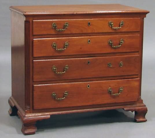 Appraisal: Oblong molded top graduated thumb-molded drawers fluted quarter-columns flanking ogee