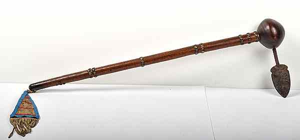 Appraisal: Reproduction War Club with Beaded Trailer Ball-head wood war club