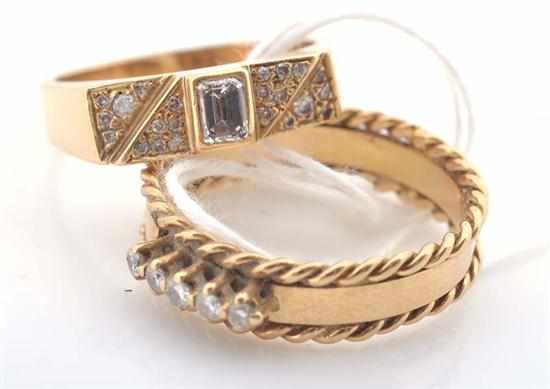 Appraisal: TWO DIAMOND SET DRESS RING STAMPED CT GOLD