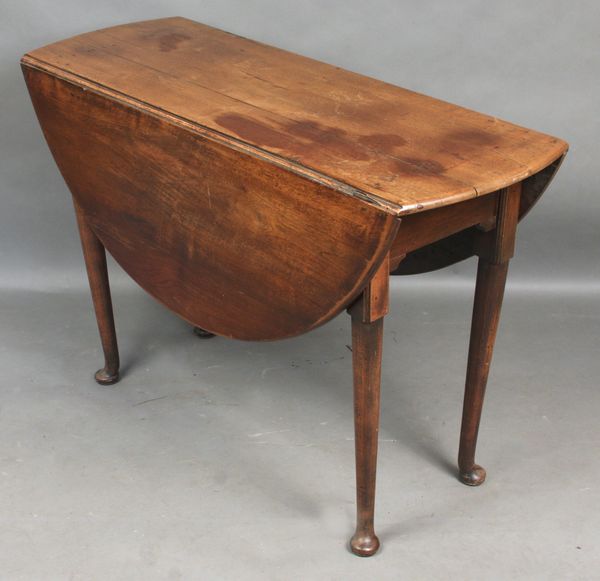 Appraisal: th Century period Queen Anne walnut rounded drop-leaf table in