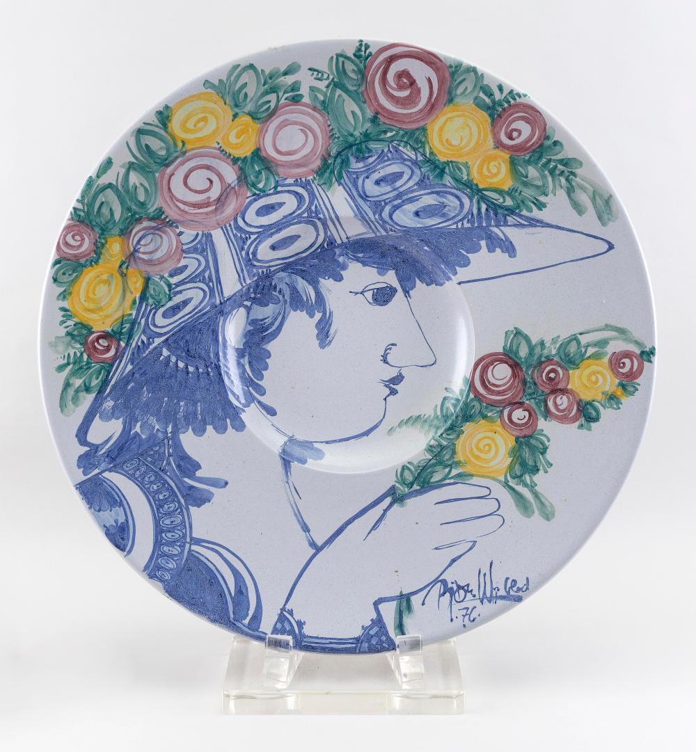 Appraisal: BJORN WIINBLAD CERAMIC PLAQUE DIAMETER BJORN WIINBLAD CERAMIC PLAQUE Hand-painted