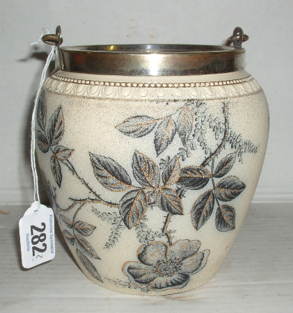 Appraisal: James Macintyre Biscuit Barrel Decorated With Roses And Daffodils With