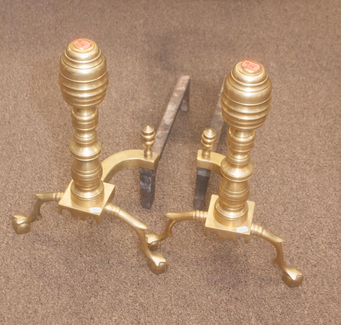 Appraisal: Pair of brass andirons Undernumber