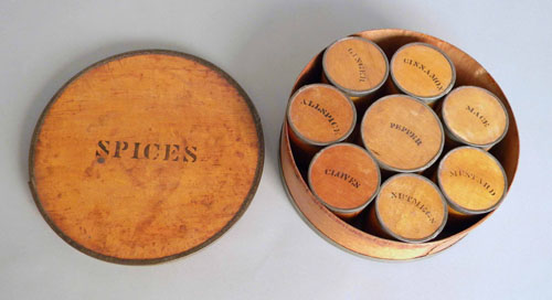 Appraisal: New England maple spice box late th c h w