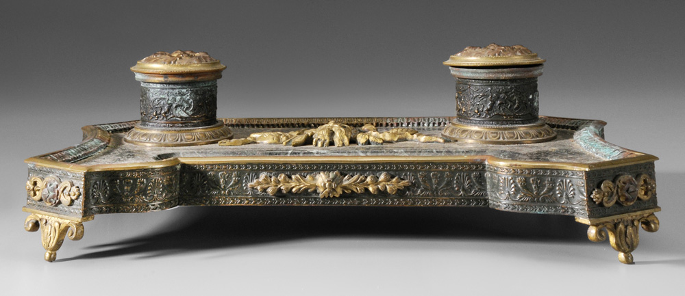 Appraisal: Empire Style Bronze and Marble Ecrire French late th century