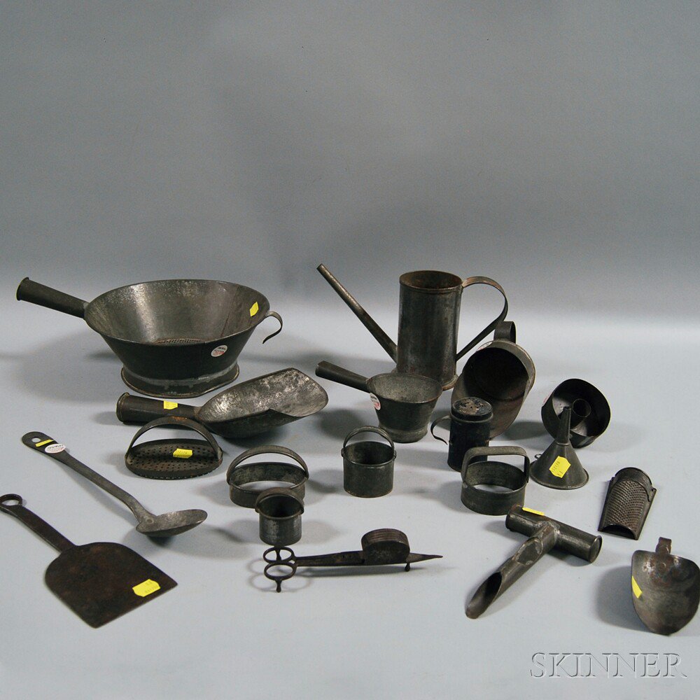 Appraisal: Group of Mostly Tin Kitchenware th th century including sifters