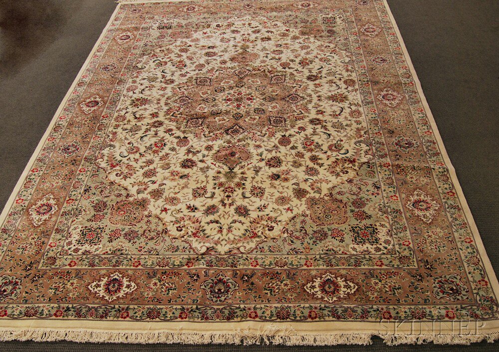 Appraisal: Central Persian Carpet th century silk highlights ft x ft