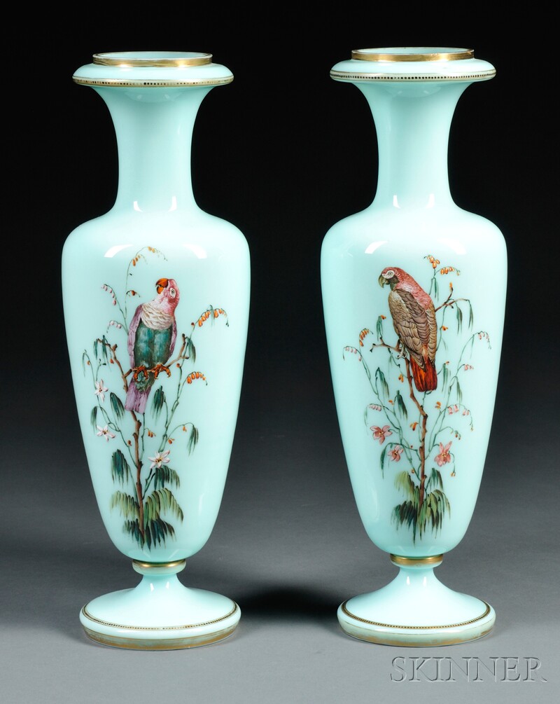 Appraisal: Pair of Bristol Glass Vases England late th century each