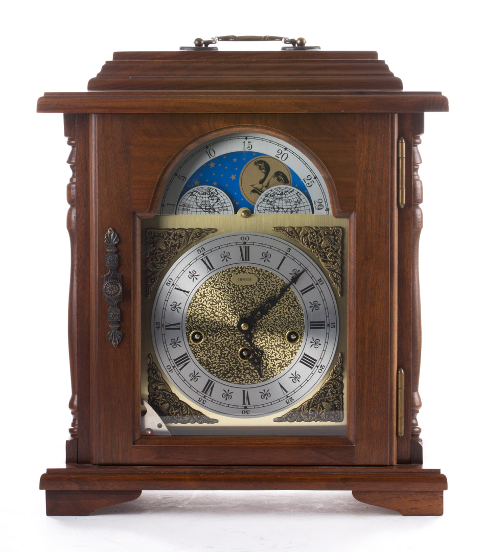 Appraisal: Emperor Georgian style mahogany bracket clock with moon phase dial