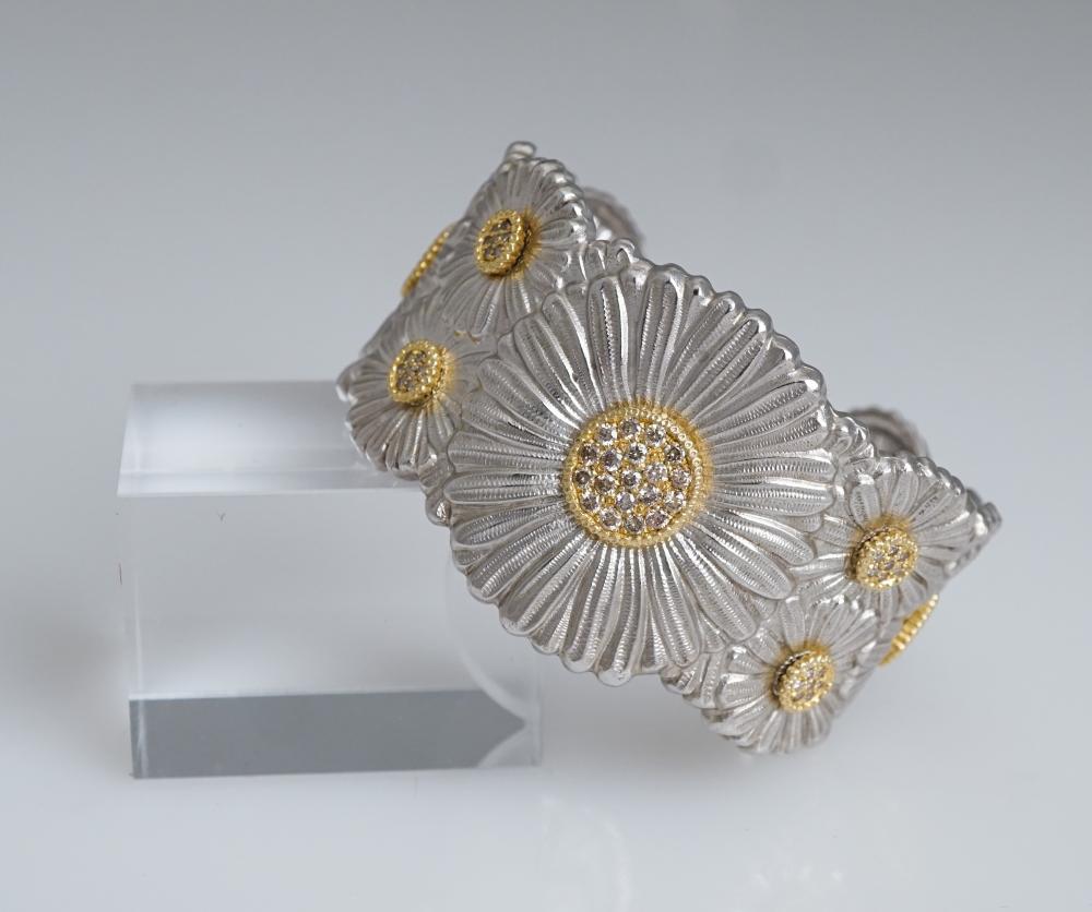 Appraisal: BUCCELLATI STERLING SILVER AND DIAMOND 'DAISY' CUFF BRACELETBuccellati Sterling Silver