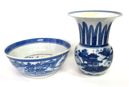 Appraisal: Chinese Export Porcelain Nanking punch bowl and Gu form vase