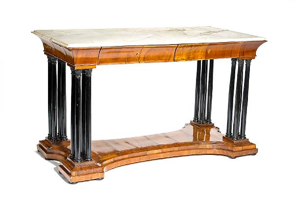 Appraisal: A fine Italian Neoclassical parcel ebonized walnut center table early