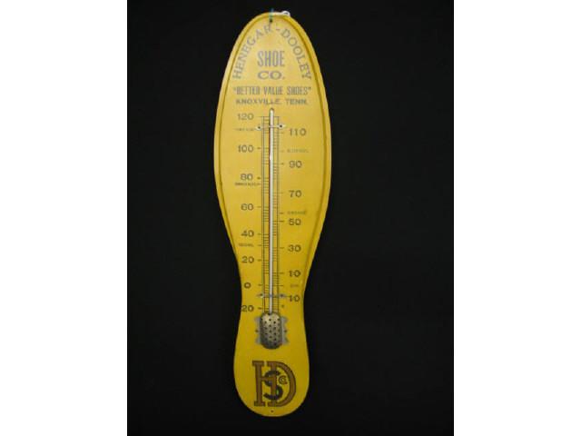 Appraisal: Figural Shoe Advertising Thermometer Henegar-Dooley Shoe Co Knoxville TN tall