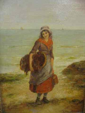 Appraisal: Hamilton J T Macallum Oil girl working along the shore