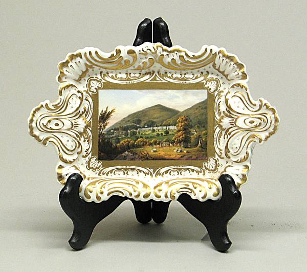 Appraisal: A Chamberlains Worcester porcelain miniature two-handled card tray first quarter