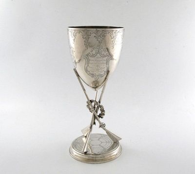 Appraisal: A Victorian presentation silver trophy goblet the bowl of vase