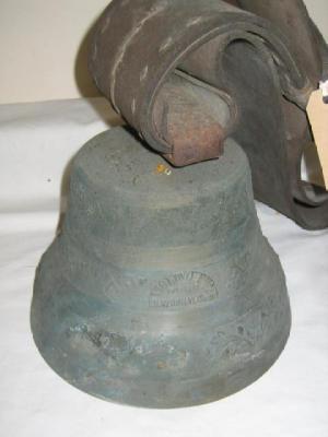 Appraisal: A FRENCH BRASS BELL moulded with bands of foliage trailing