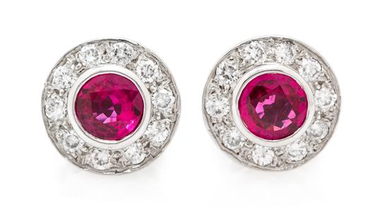 Appraisal: Sale Lot A Pair of Karat White Gold Ruby and