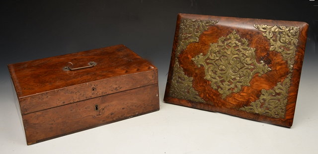 Appraisal: A TH CENTURY YEW WOOD BOX of rectangular form the