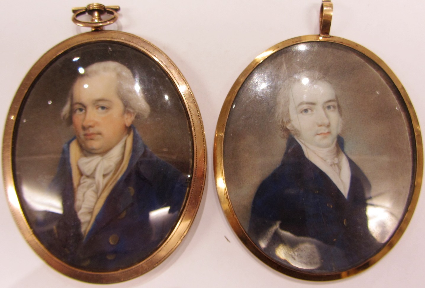 Appraisal: An oval portrait miniature of a gentleman with grey hair