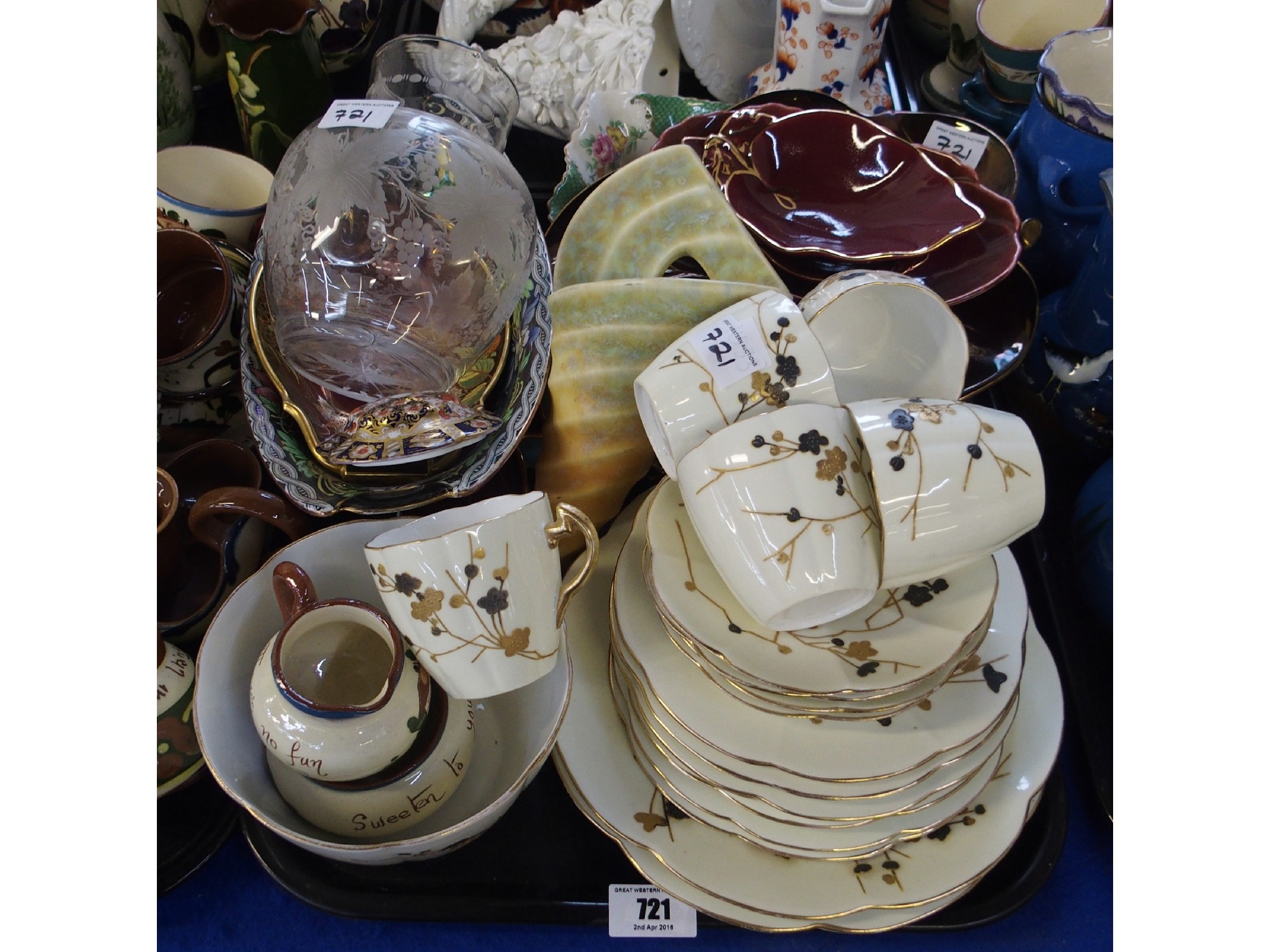 Appraisal: Carlton Ware Spiders Web dish Maling columbine dish French teaset