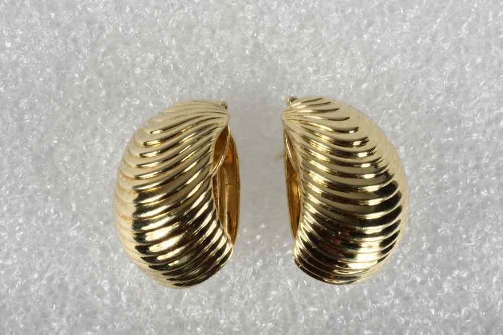 Appraisal: EARRINGS - Pair of K yellow gold clip pierced earrings