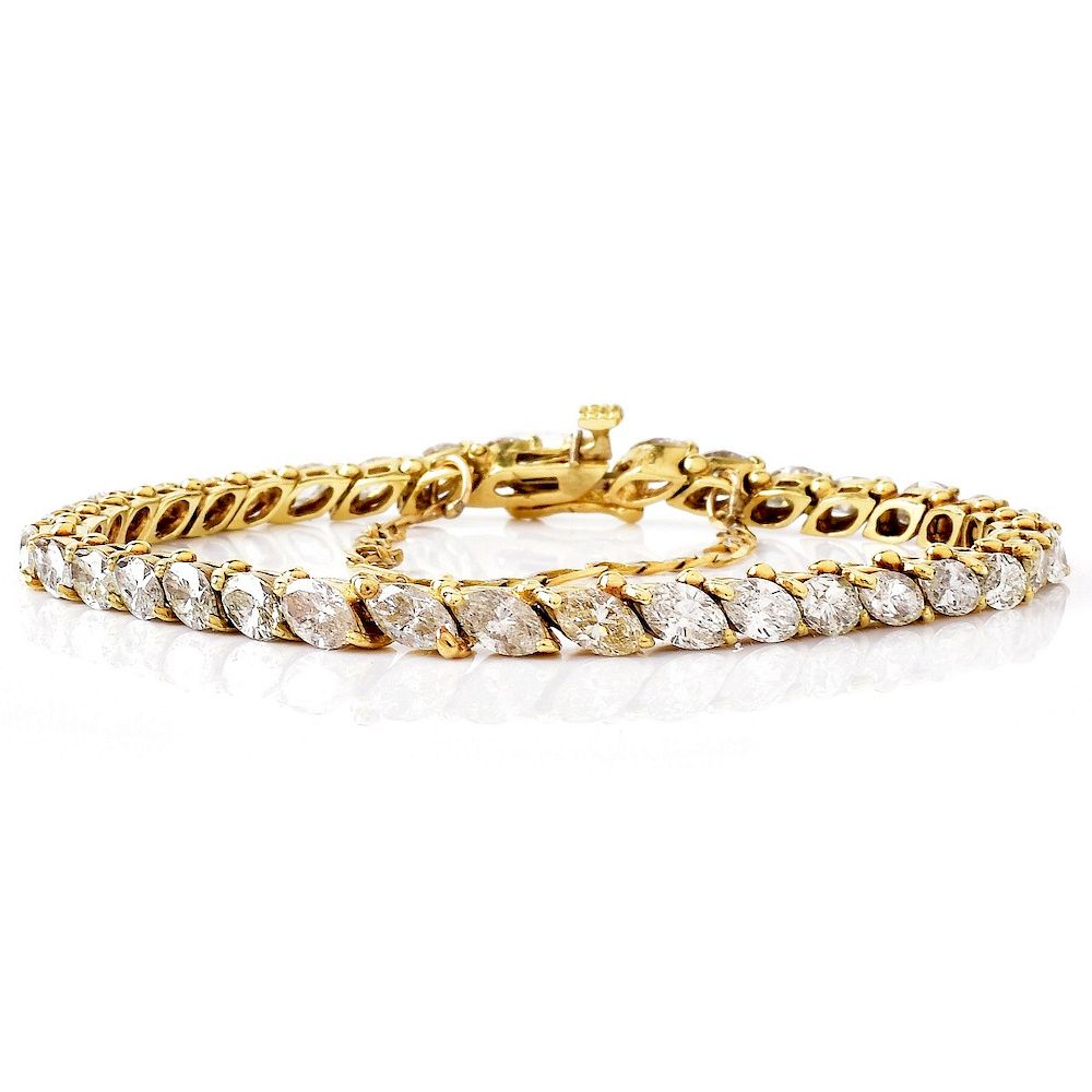 Appraisal: ct Diamond and K Gold Bracelet Vintage Approx Carat Marquise