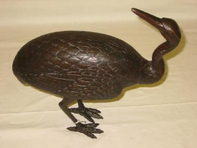 Appraisal: A JAPANESE BRONZE FIGURE modelled as a heron unsigned dark